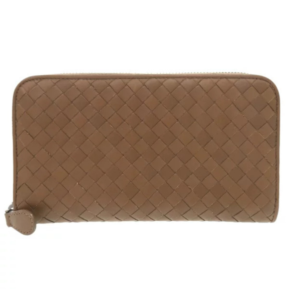 Bottega Veneta Intrecciato leather brown round zipper long wallet Bottega
